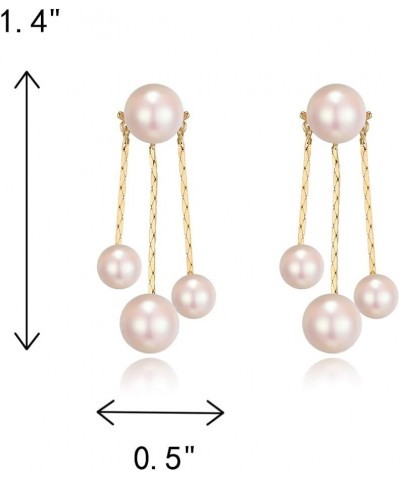 Elegant Simulated Pearl Crystal/Cubic Zirconia Dangle Earrings for Women Bride F-Pink silver tone (Stud) $11.59 Earrings