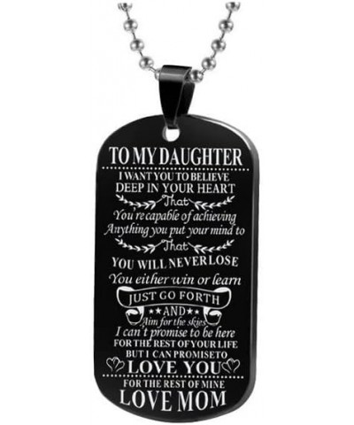 Women Men Dog Tag Necklaces Pendant Stainless Steel Necklace Gift To Daughter Son From Dad Mom Black- To Daughter From Mom $9...