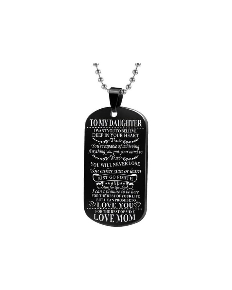 Women Men Dog Tag Necklaces Pendant Stainless Steel Necklace Gift To Daughter Son From Dad Mom Black- To Daughter From Mom $9...