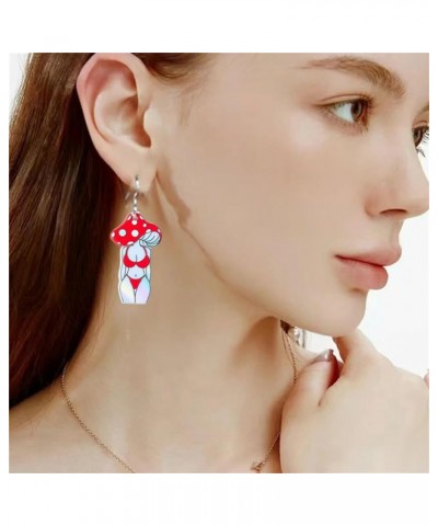 Mushroom Earrings Vintage Weird Acrylic Earrings Creative Mushroom Female Body Earrings Novelty Body Shaped Mushroom Earrings...