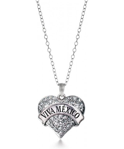 Silver Pave Heart Charm 18 Inch Necklace with Cubic Zirconia Jewelry Viva Mexico $10.99 Necklaces