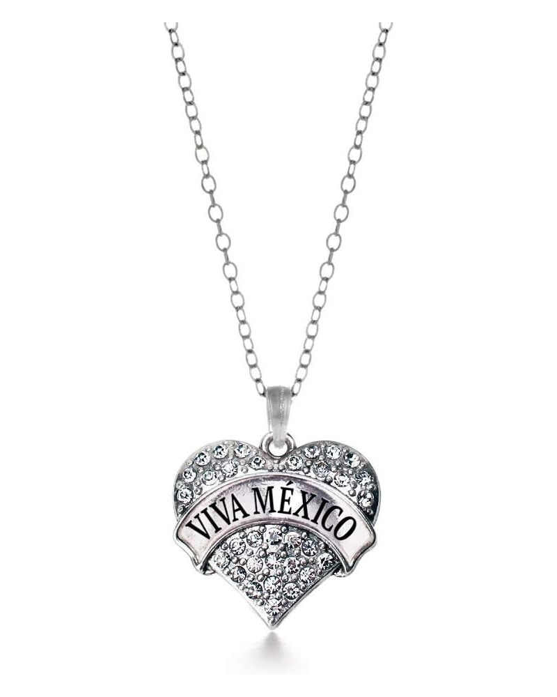 Silver Pave Heart Charm 18 Inch Necklace with Cubic Zirconia Jewelry Viva Mexico $10.99 Necklaces