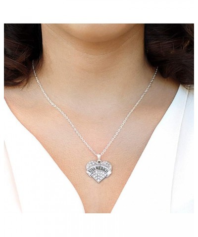 Silver Pave Heart Charm 18 Inch Necklace with Cubic Zirconia Jewelry Viva Mexico $10.99 Necklaces