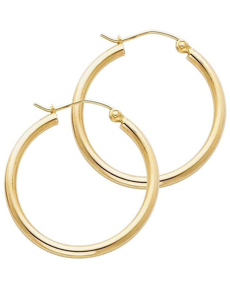 14K Plain Gold 2MM Hoop Earrings for Women - Available in Large, Medium and Small Sizes 25.0 Millimeters Yellow Gold $33.20 E...