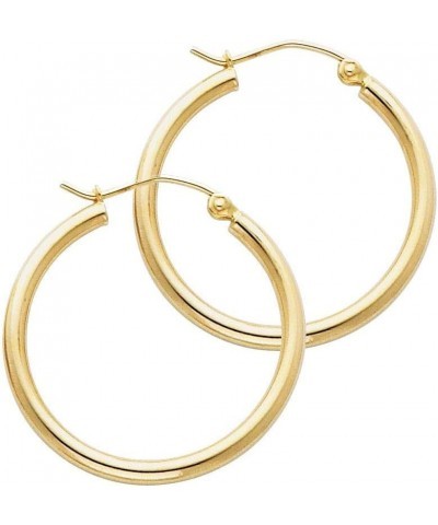 14K Plain Gold 2MM Hoop Earrings for Women - Available in Large, Medium and Small Sizes 25.0 Millimeters Yellow Gold $33.20 E...