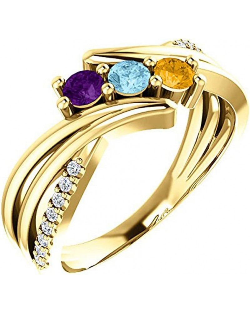 Family Mothers Ring 2 3 or 4 Birthstones Solid 10k Yellow $112.34 Rings