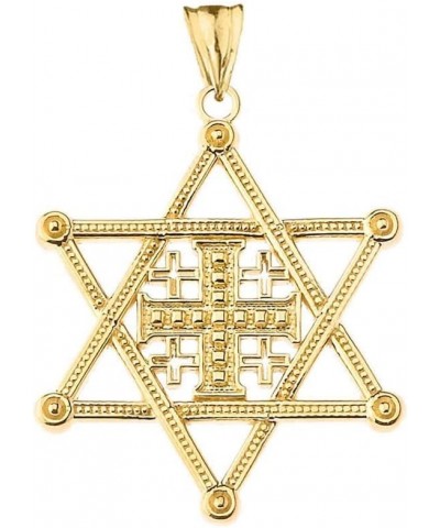 Religious Jewelry by FDJ Elegant 10k Yellow Gold Star of David Jerusalem Cross Pendant $65.99 Necklaces