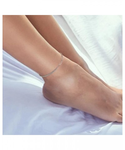 925 Sterling Silver Cuban/Paperclip/Figaro/Infinity/Oval Link Chain Ankle Bracelet Boho Beach Dainty Cute Silver Beaded Chain...