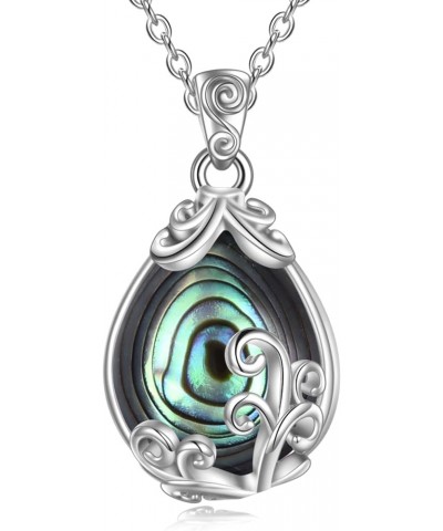 Sterling Silver Gemstone Filigree Teardrop Pendant Necklace Crystal Jewelry for Women Abalone Shell $23.93 Necklaces