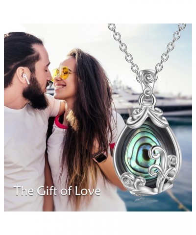 Sterling Silver Gemstone Filigree Teardrop Pendant Necklace Crystal Jewelry for Women Abalone Shell $23.93 Necklaces