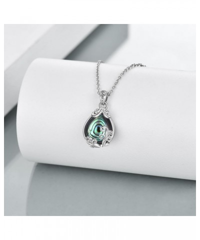 Sterling Silver Gemstone Filigree Teardrop Pendant Necklace Crystal Jewelry for Women Abalone Shell $23.93 Necklaces