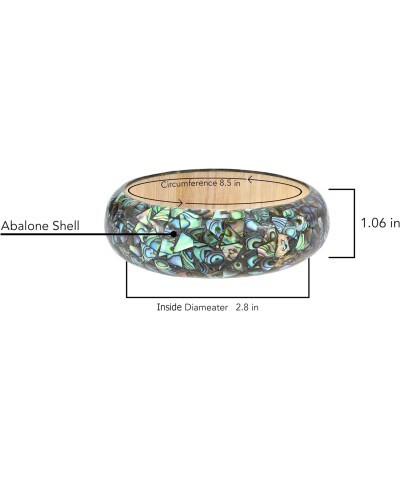 Vibrant Mosaic Peacock Abalone Shell Inlays on Wood Bangle Bracelet $11.15 Bracelets