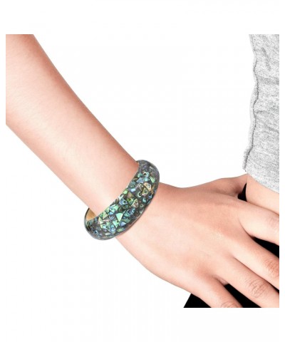 Vibrant Mosaic Peacock Abalone Shell Inlays on Wood Bangle Bracelet $11.15 Bracelets