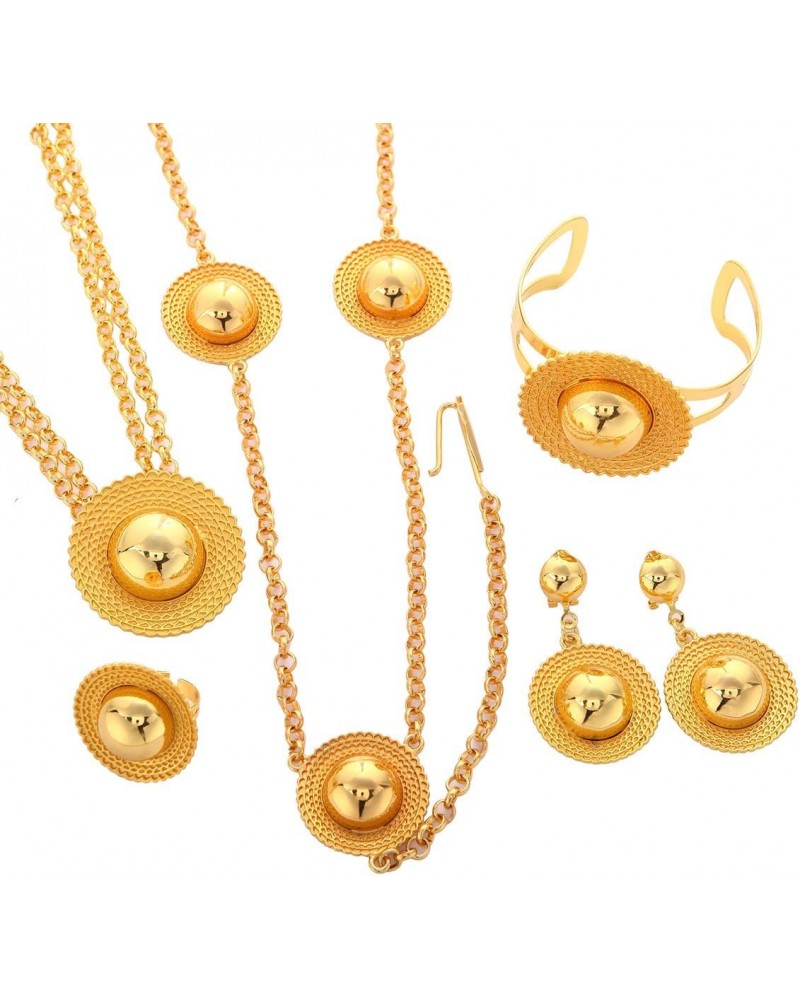 Ethiopian Gold Color Habesha Fashion Jewelry Women Wedding Eritrea Jewelry Set $15.29 Jewelry Sets