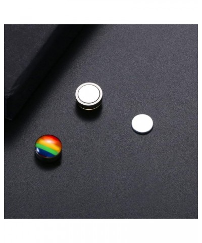 LGBT Rainbow Non-Pierced Magnetic Clip On Earrings 10mm Fake Gauges Ear Studs Earrings, Gay Lesbian Pride Earrings Jewelry ON...