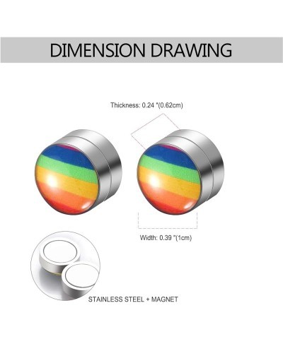 LGBT Rainbow Non-Pierced Magnetic Clip On Earrings 10mm Fake Gauges Ear Studs Earrings, Gay Lesbian Pride Earrings Jewelry ON...