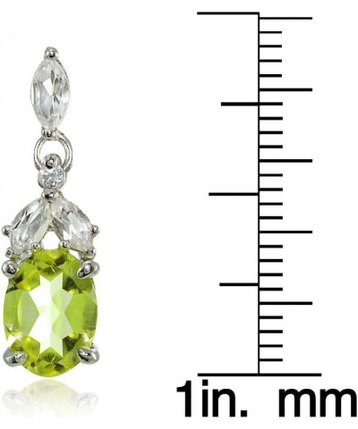 Sterling Silver Choice of Birthstone Genuine or Created Gemstone & White Topaz Oval Dangle Earrings August - Peridot $30.79 E...