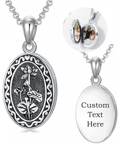 Birth Flower Photo Locket Necklace 925 Sterling Silver 12 Month Locket Necklace with Picture Birth Flower Photo Jewelry Gifts...