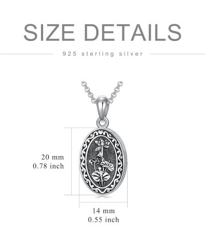 Birth Flower Photo Locket Necklace 925 Sterling Silver 12 Month Locket Necklace with Picture Birth Flower Photo Jewelry Gifts...