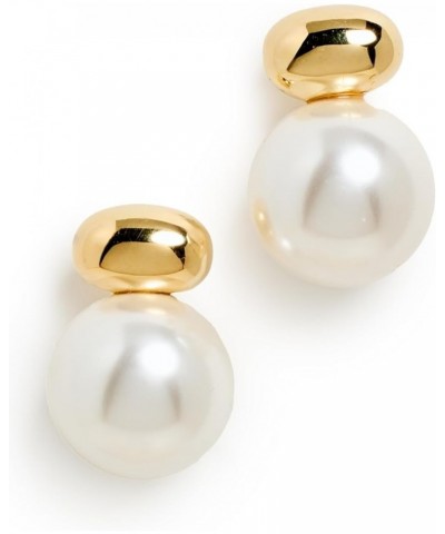 Women's Gold Pearl Stud Drop Earrings Pearl $48.36 Earrings