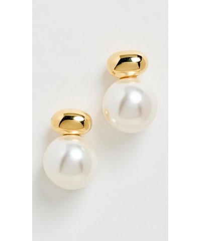 Women's Gold Pearl Stud Drop Earrings Pearl $48.36 Earrings