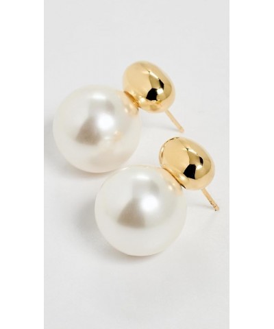 Women's Gold Pearl Stud Drop Earrings Pearl $48.36 Earrings