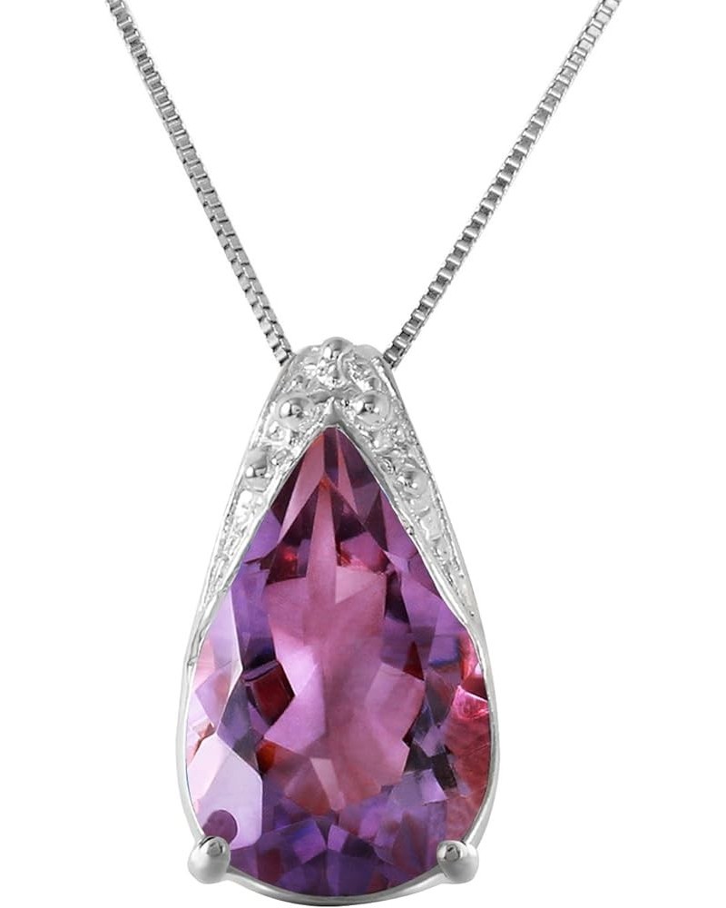 Genuine 14k Solid White Gold Necklace with 5 Carat (CTW) Pear-shaped Natural Amethyst Pendant 18 Inches $74.97 Necklaces