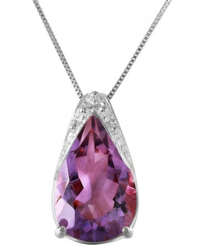 Genuine 14k Solid White Gold Necklace with 5 Carat (CTW) Pear-shaped Natural Amethyst Pendant 18 Inches $74.97 Necklaces