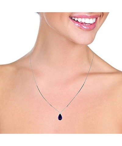 Genuine 14k Solid White Gold Necklace with 5 Carat (CTW) Pear-shaped Natural Amethyst Pendant 18 Inches $74.97 Necklaces