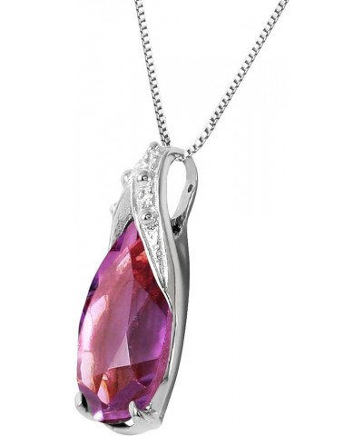 Genuine 14k Solid White Gold Necklace with 5 Carat (CTW) Pear-shaped Natural Amethyst Pendant 18 Inches $74.97 Necklaces