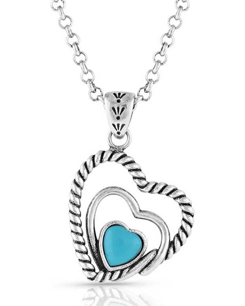 Women's Clearer Ponds Turquoise Heart Necklace Silver One Size $24.60 Necklaces