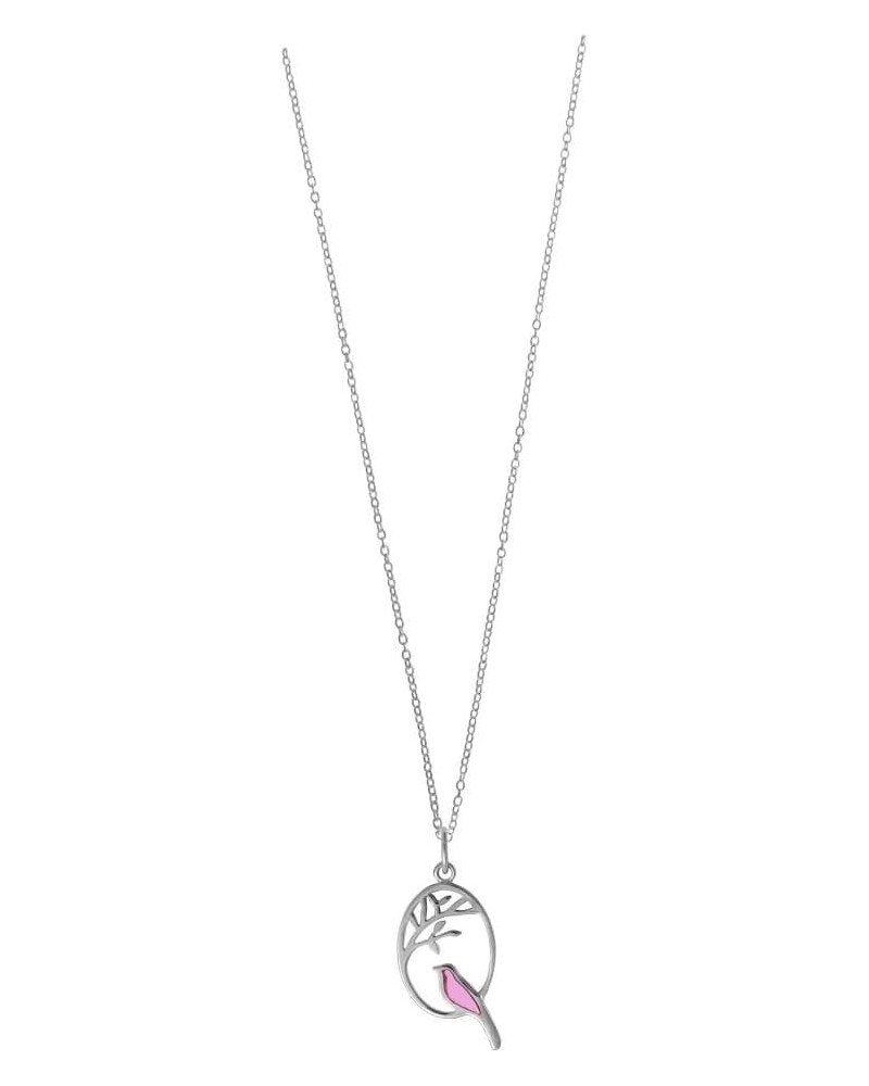 Jewelry Sterling Silver Resin Bird Necklace, 16 inches Pink $25.51 Necklaces