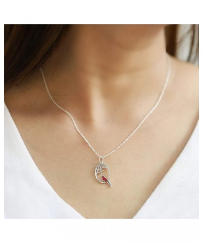 Jewelry Sterling Silver Resin Bird Necklace, 16 inches Pink $25.51 Necklaces