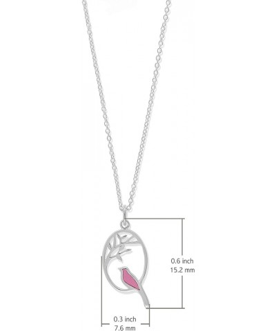 Jewelry Sterling Silver Resin Bird Necklace, 16 inches Pink $25.51 Necklaces