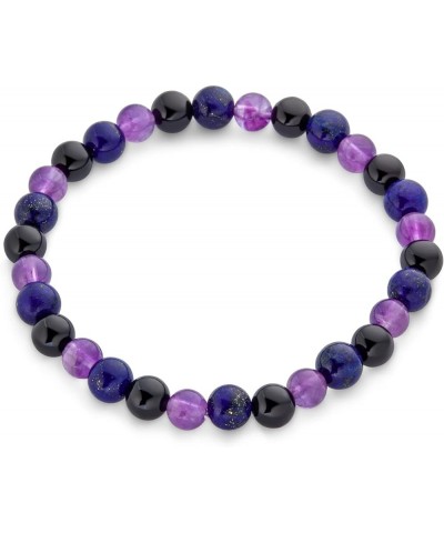 Natural Multi Color Semi Precious Gemstone Round Bead 8MM Strand Stackable Stretch Bracelet For Women Men Teen Unisex Purple ...