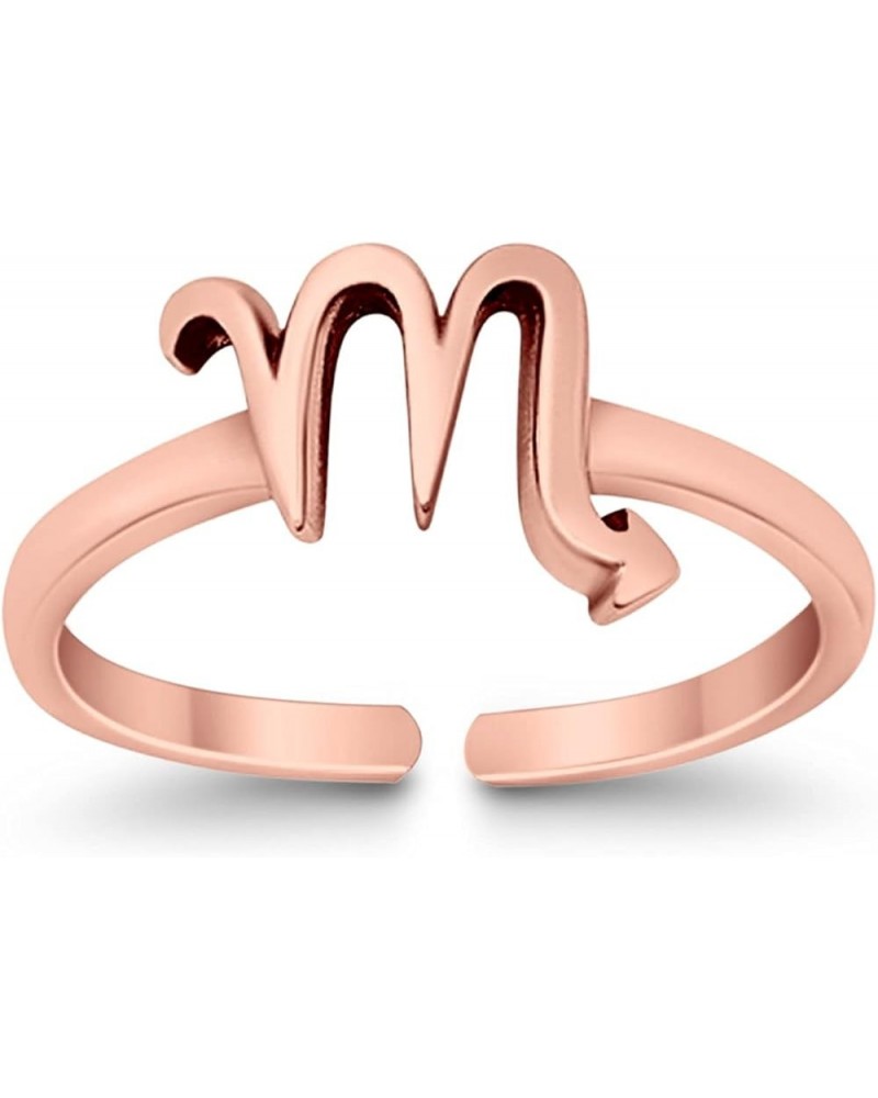 Scorpio Zodiac Sign Toe Ring Adjustable Band 925 Sterling Silver (7mm) Rose Tone, Sterling Silver $10.61 Body Jewelry