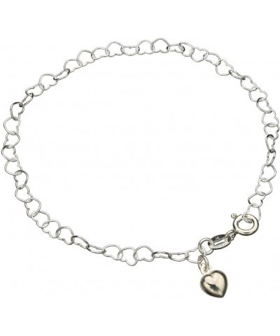 Sterling Silver Heart Link Charm Nickel Free Chain Bracelet Italy, 7.5 $9.59 Anklets