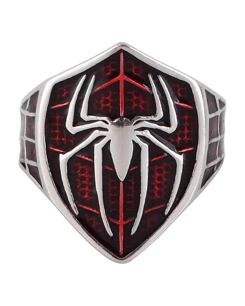 Spider Ring for Men Women 925 Sterling Silver Red Epoxy Shield Ring Spider Web Ring Open Adjustable $18.75 Rings