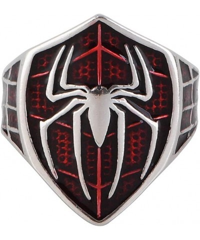 Spider Ring for Men Women 925 Sterling Silver Red Epoxy Shield Ring Spider Web Ring Open Adjustable $18.75 Rings