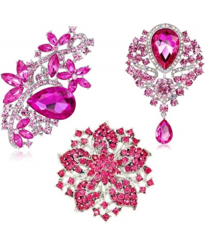 Wedding Bridal Big Crystal Rhinestone Bouquet Brooch Pin for Women (Champagne) Style a: 3pcs Pink brooches Set $6.59 Brooches...