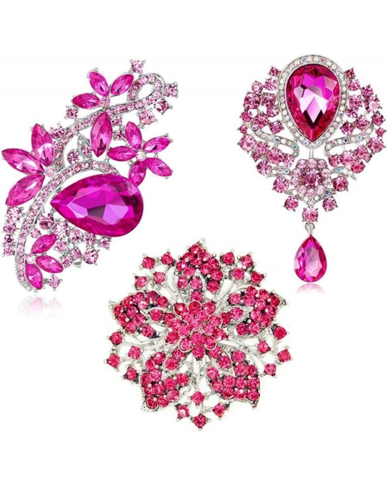 Wedding Bridal Big Crystal Rhinestone Bouquet Brooch Pin for Women (Champagne) Style a: 3pcs Pink brooches Set $6.59 Brooches...