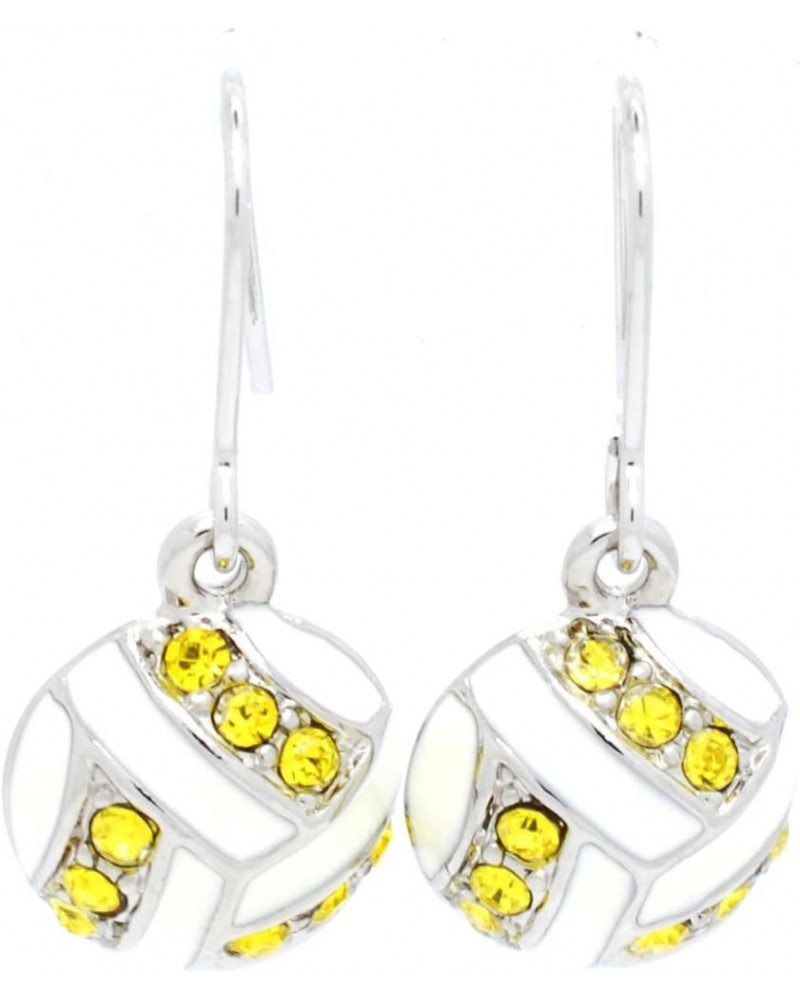 Volleyball Earrings with Crystals and Enamel Yellow $8.61 Earrings