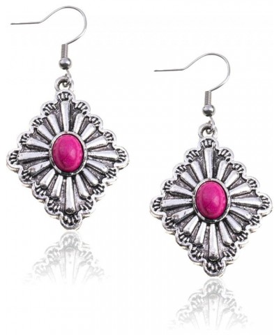 Rustic Couture's Western Earrings for Women Cowgirl Dangling Turquiose Concho Western Jewelry W-Hot Pink $8.62 Earrings