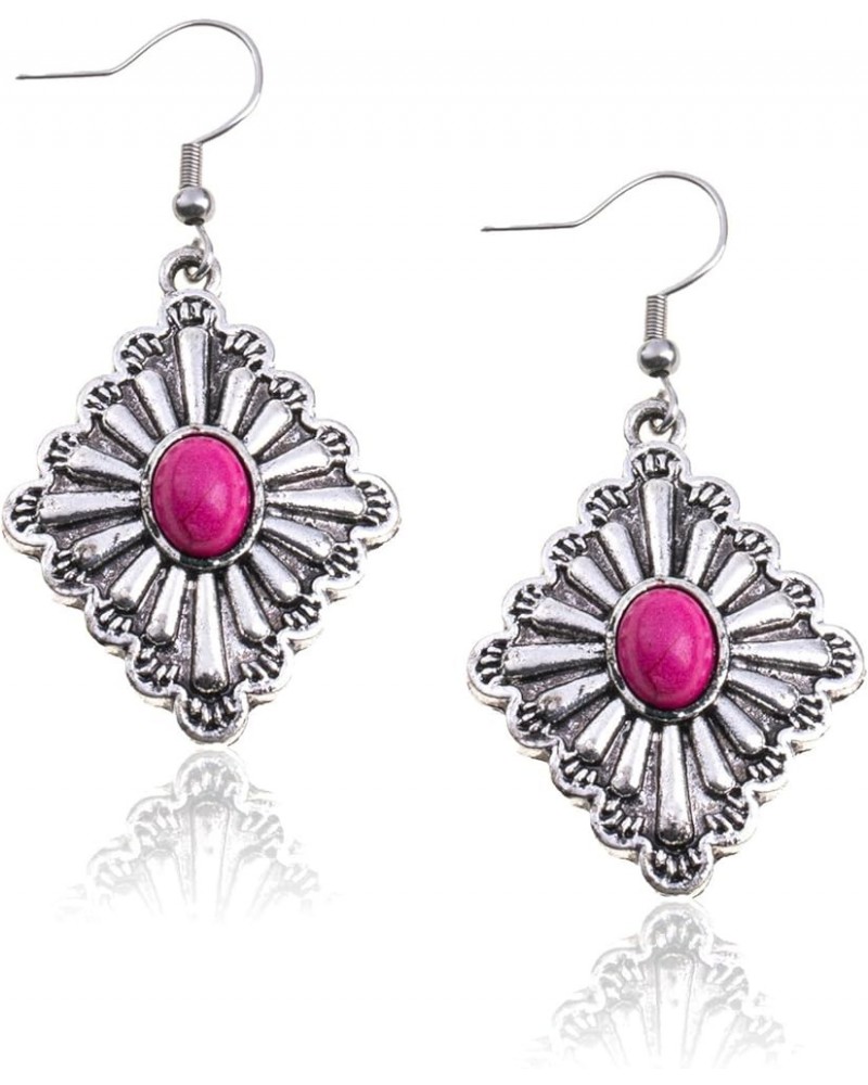 Rustic Couture's Western Earrings for Women Cowgirl Dangling Turquiose Concho Western Jewelry W-Hot Pink $8.62 Earrings