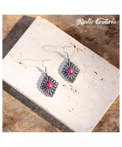 Rustic Couture's Western Earrings for Women Cowgirl Dangling Turquiose Concho Western Jewelry W-Hot Pink $8.62 Earrings