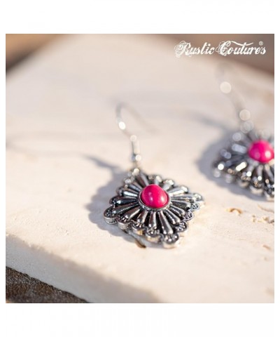 Rustic Couture's Western Earrings for Women Cowgirl Dangling Turquiose Concho Western Jewelry W-Hot Pink $8.62 Earrings