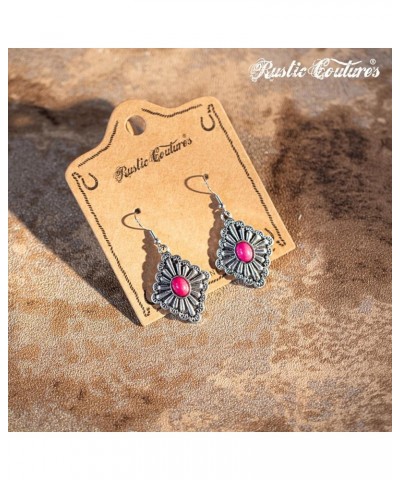 Rustic Couture's Western Earrings for Women Cowgirl Dangling Turquiose Concho Western Jewelry W-Hot Pink $8.62 Earrings