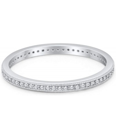 2mm Full Eternity Stackable Band Ring 925 Sterling Silver Choose Color Simulated CZ $11.00 Rings