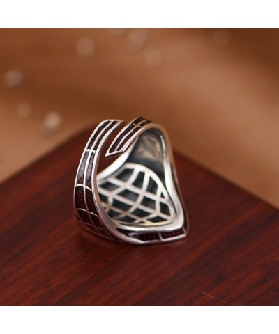 Spider Ring for Men Women 925 Sterling Silver Red Epoxy Shield Ring Spider Web Ring Open Adjustable $18.75 Rings