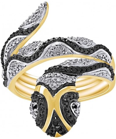 Black Natural Diamond Anniversary Snake Ring in14k Gold Over Sterling Silver yellow-gold-plated-silver $33.60 Rings